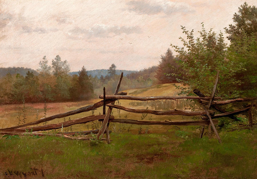 Tree Painting - Split Rail Fence by Alexander Helwig Wyant