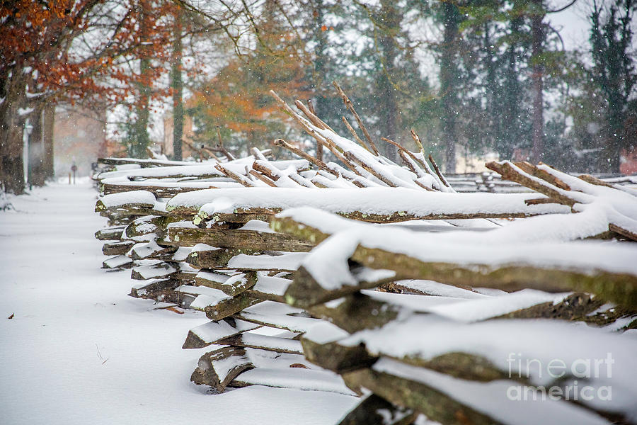 Split Rail Fence in Winter Photograph by Karen Jorstad