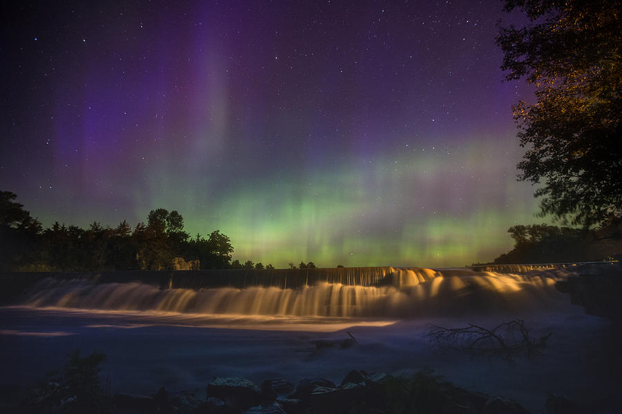 Waterfall Photograph - Split Rock Aurora by Aaron J Groen