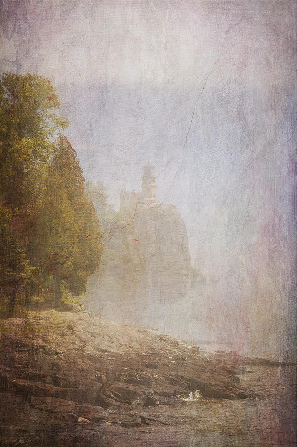 Split Rock in the Fog Digital Art by Hermes Fine Art