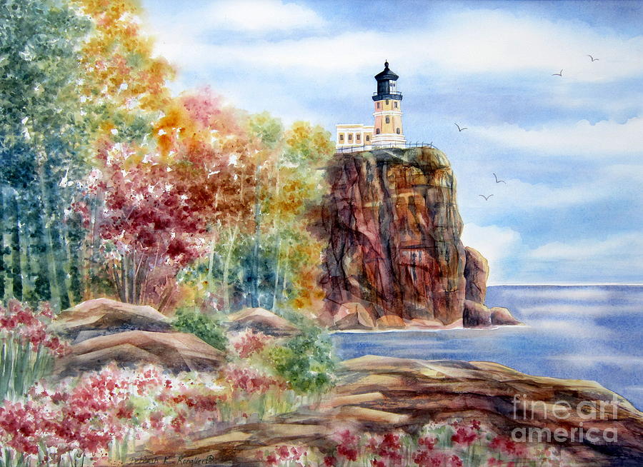 Lighthouse Painting - Split Rock Lighthouse by Deborah Ronglien