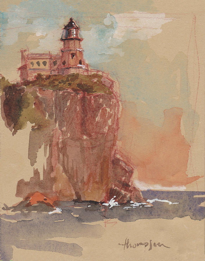 Lighthouse Painting - Split Rock Lighthouse by Tracie Thompson