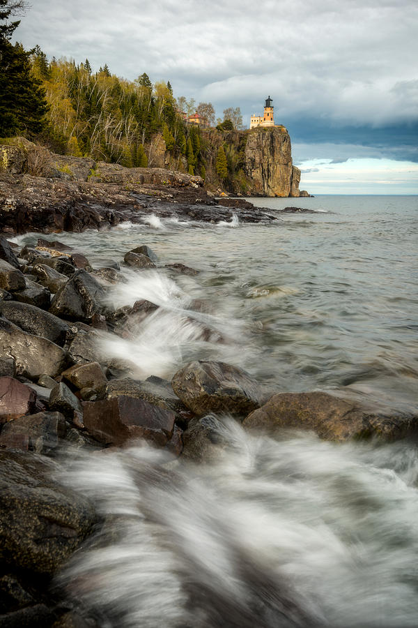 Split Rock Lighthouse Waves Photograph by Matt Hammerstein