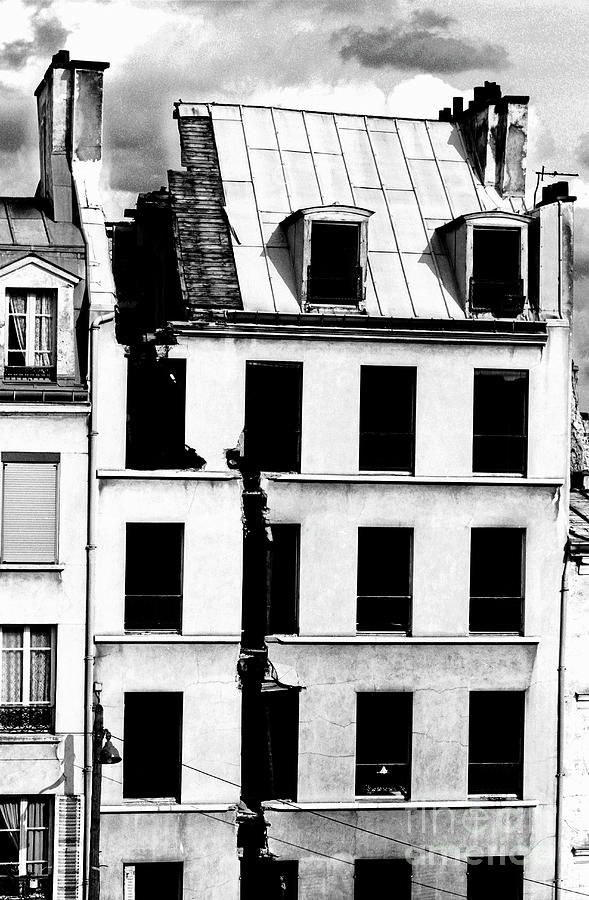 Architecture Photograph - Split roof of a demolished building in Paris by Sami Sarkis