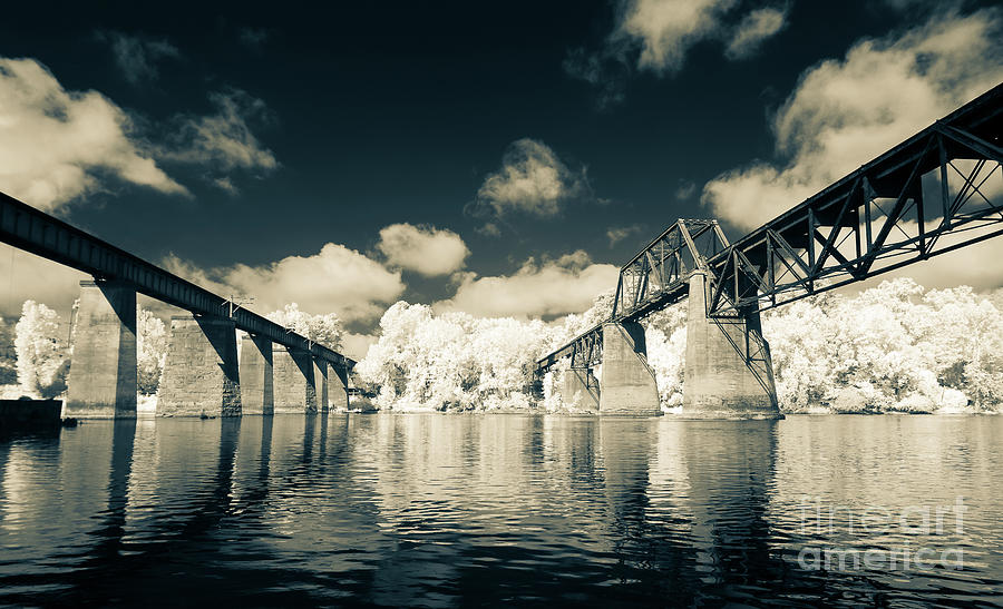 Congaree River Trestles Infrared-Split Tone Photograph by Charles Hite