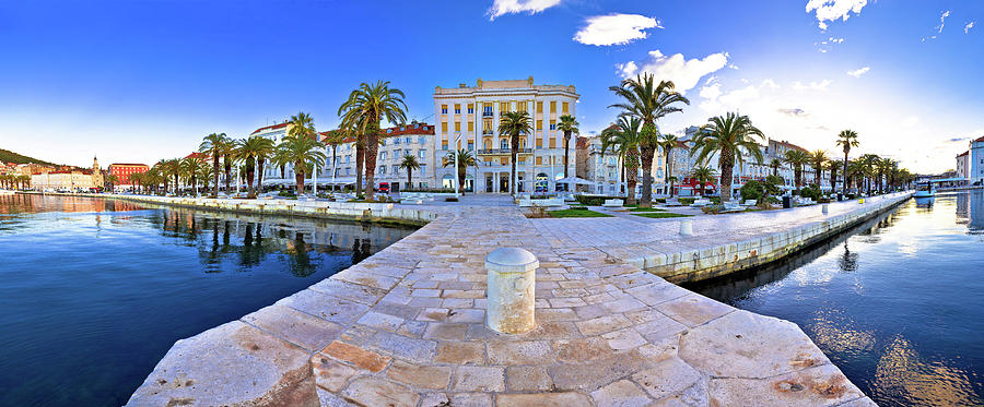 Split waterfront panoramic view from pier Photograph by Brch Photography
