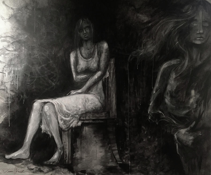 Black And White Painting - Splitting Grey by Jesse Vachon