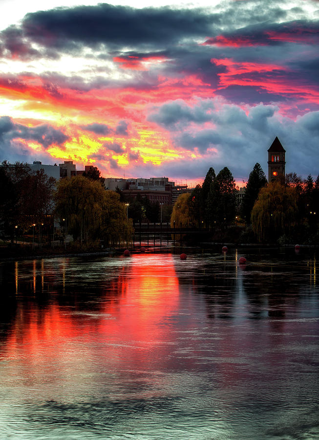 Spokane Photograph - Spokane River Sunset by James Richman