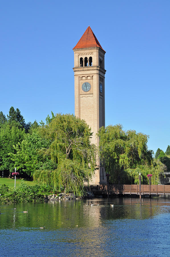 Spokane Photograph - Spokane Riverfront Clocktower by Ingrid Perlstrom