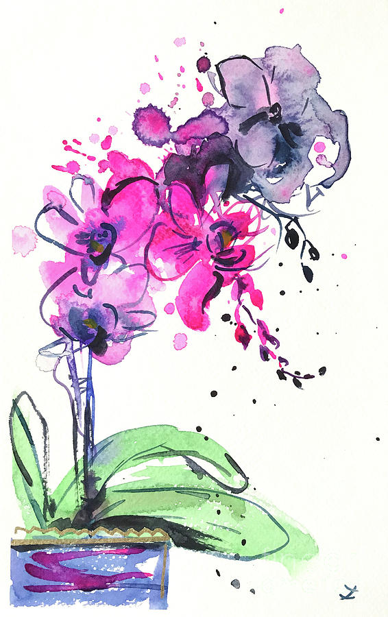 Spontaneous Orchids 2 Painting by Zaira Dzhaubaeva