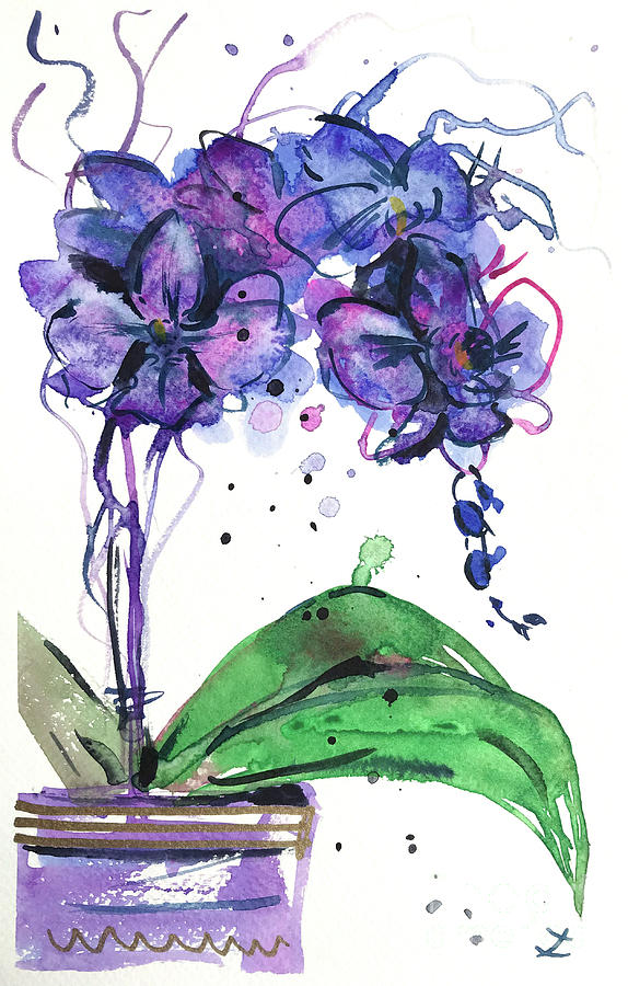 Spontaneous Orchids Painting by Zaira Dzhaubaeva