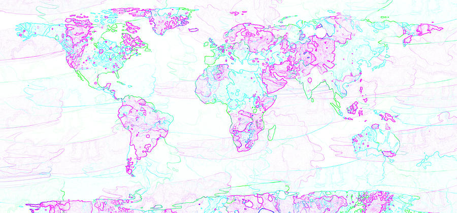 Spontaneous World Map Painting by Zaira Dzhaubaeva