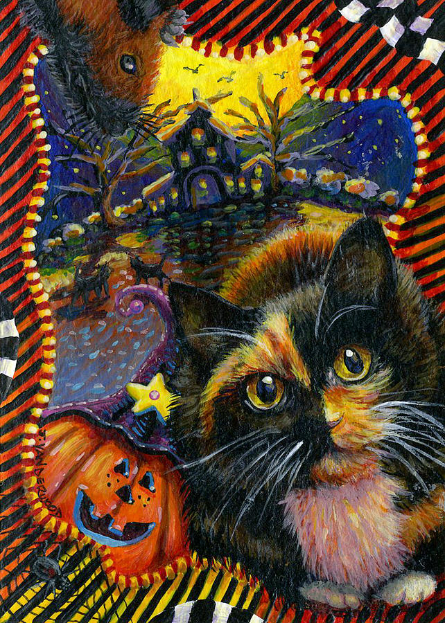 Spooky Autumn with My Friends Painting by Jacquelin L Vanderwood Westerman