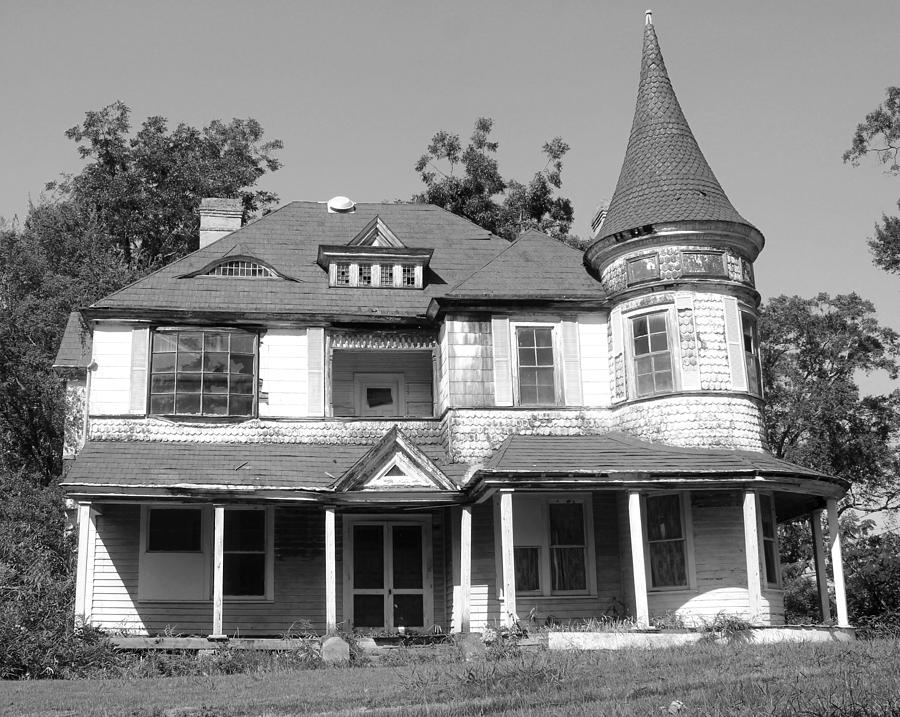Spooky Chester South Carolina House 2 BW Photograph by Joseph C Hinson