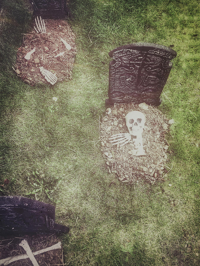 Halloween Photograph - Spooky grave stones by Tom Gowanlock