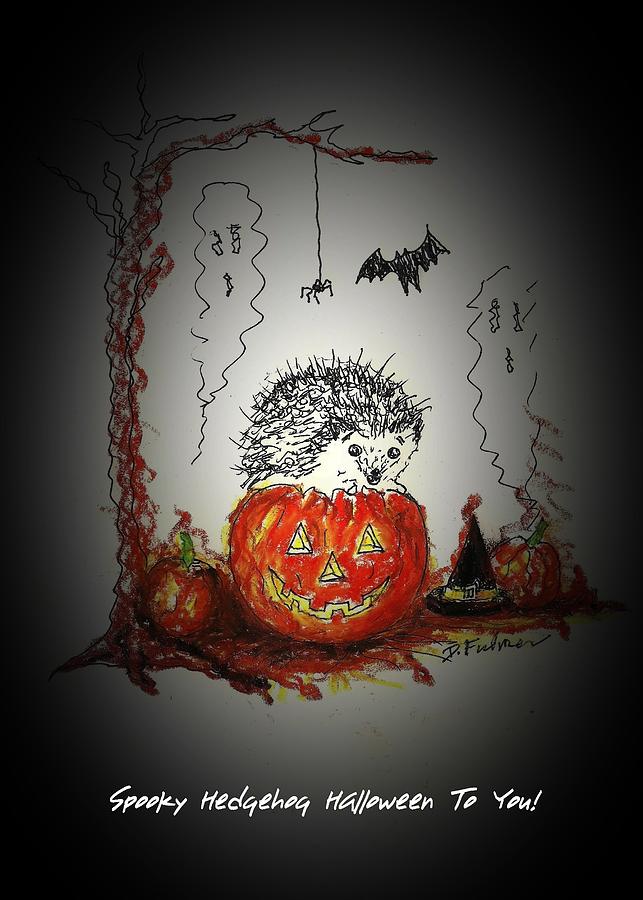 Spooky Hedgehog Halloween Mixed Media by Denise F Fulmer