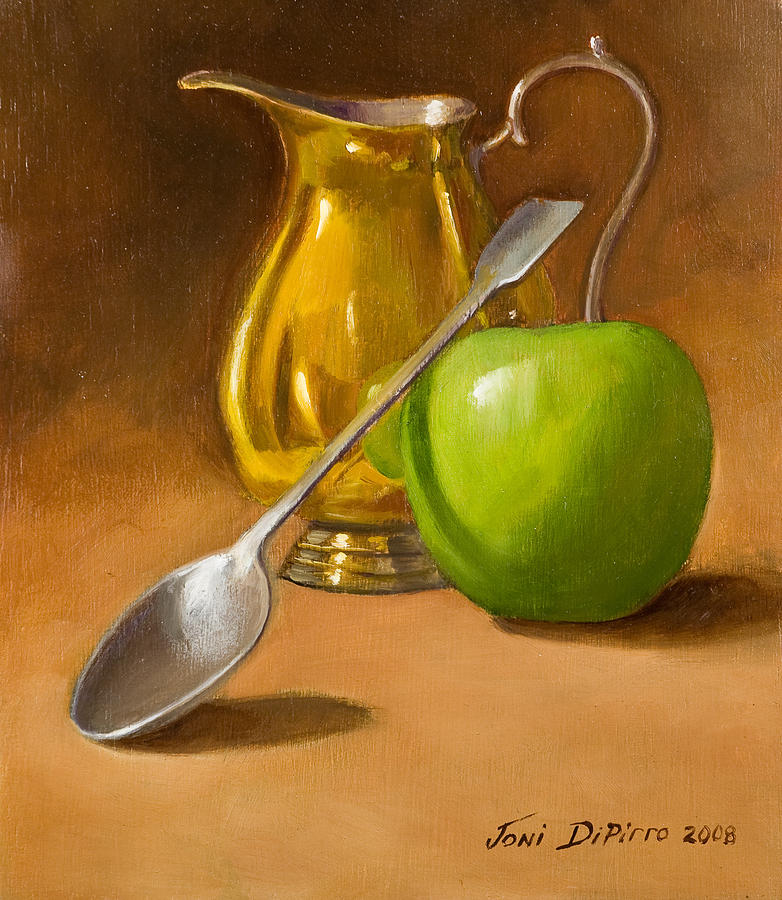 Spoon Still Life Painting - Spoon and Creamer  by Joni Dipirro