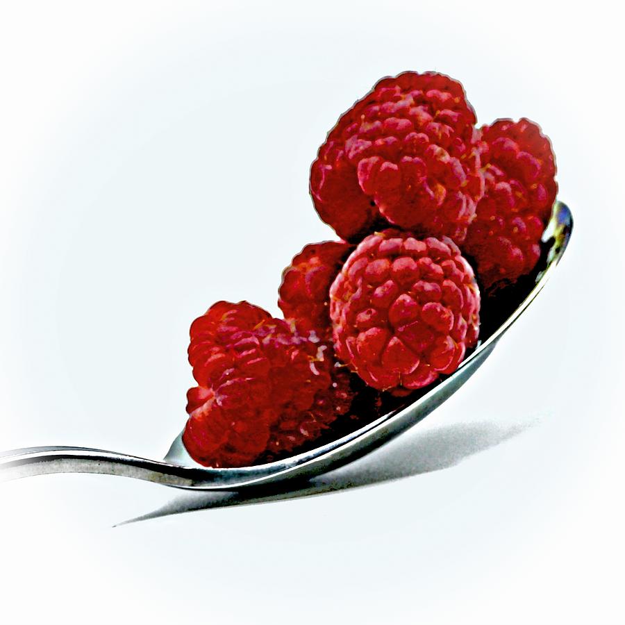 Spoonful of Raspberries Photograph by Suzanne Stout