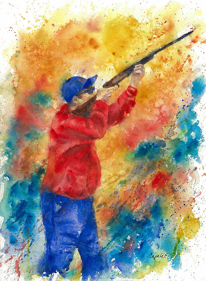 Sports Painting - Sporting Clays Skeet Shooter by Barb Capeletti