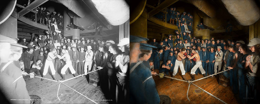 Sports - Boxing - The Second round 1896 - Side by Side Photograph by Mike Savad
