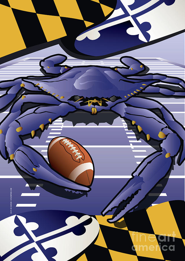 Football Digital Art - Sports Crab Raven, Marylands Crab celebrating Baltimore Football by Joe Barsin