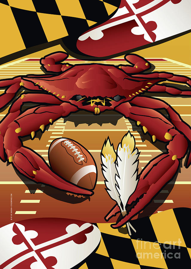 Sports Crab Redskins, Maryland Crab celebrating Washington Redskins football Digital Art by Joe Barsin