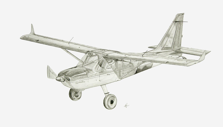 Airplane Drawing - Sportsman TC with Sirocco Design Corp. Winglets by Nicholas Linehan