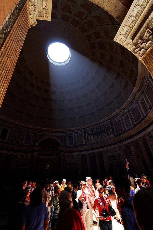 In the Spotlight -- Tourists at The Pantheon in Rome, Italy Photograph by Darin Volpe