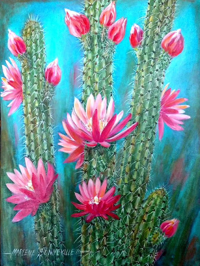 Flower Painting - Spots of Pink by Marlene Bonneville