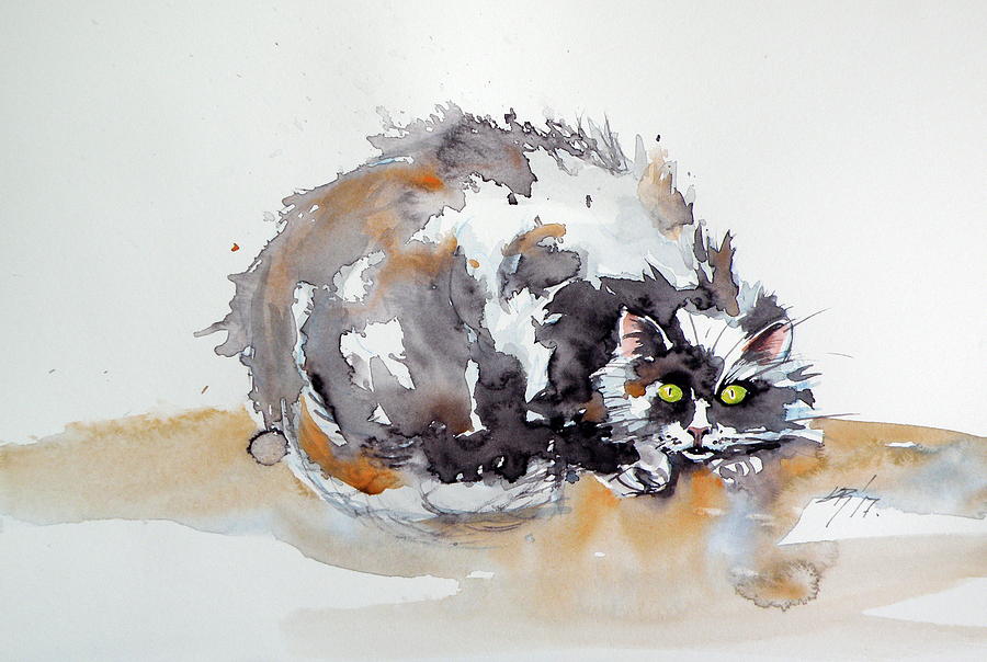 Spotted cat Painting by Kovacs Anna Brigitta
