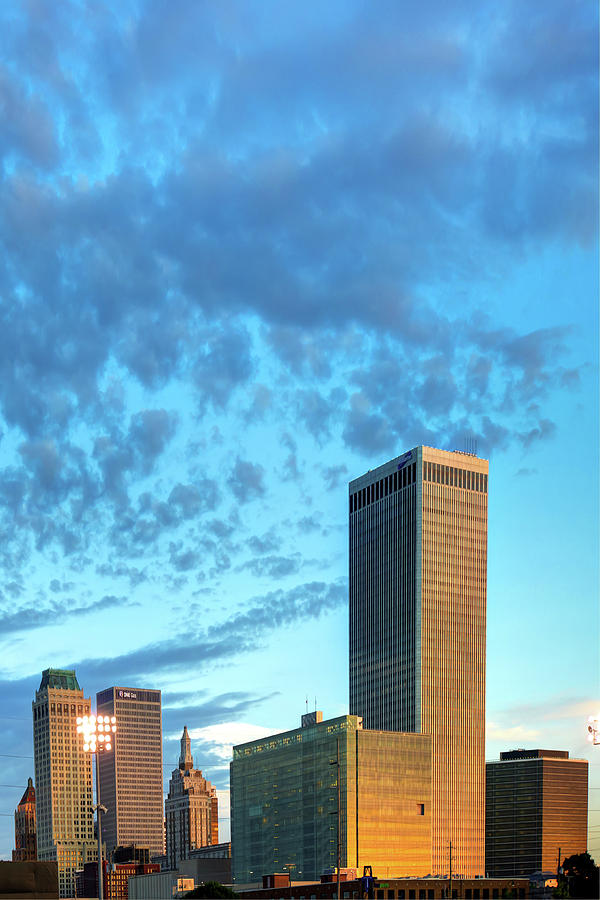 Tulsa Skyline Photograph - Spotted Clouds over The Tulsa Skyline by Gregory Ballos