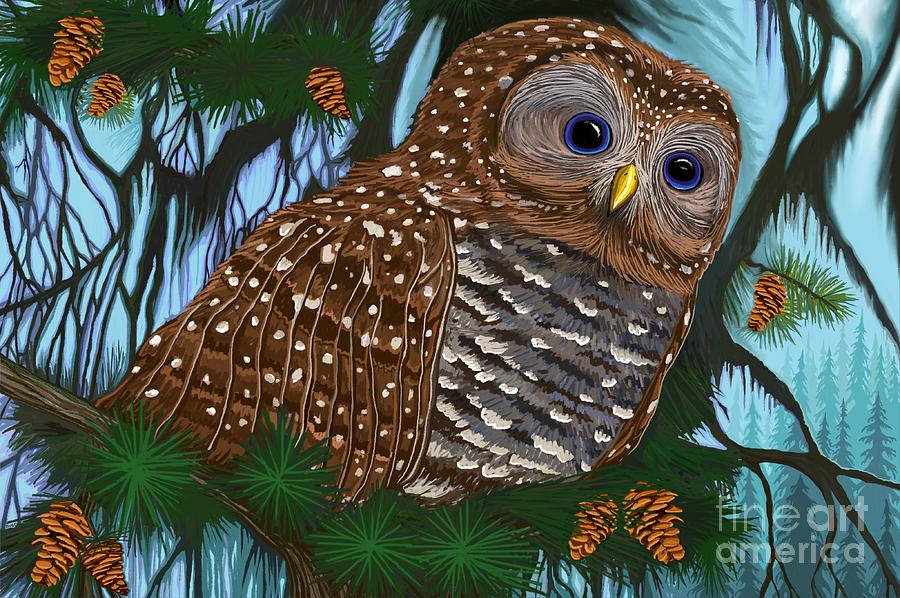 Owl Digital Art - Spotted Owl  by Nick Gustafson