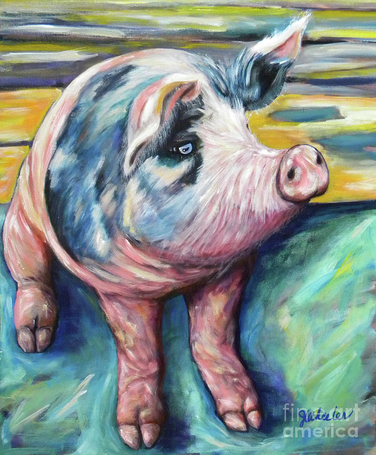 Spotted Pig Painting by JoAnn Wheeler