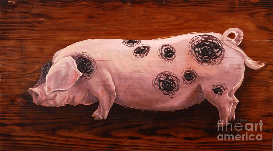 Farm Animals Painting - Spotted Pig by Suzanne Rende