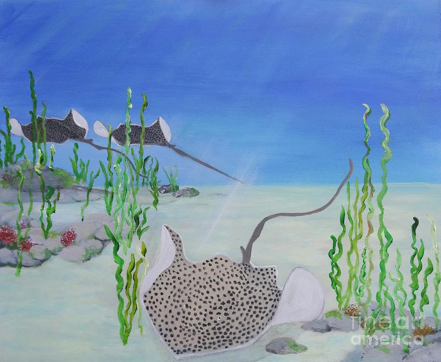 Spotted Ray Painting by Karen Jane Jones