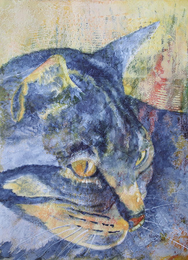 Cat Painting - Spotted Tabby by Nancy Jolley