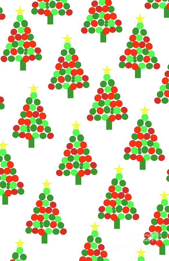 Christmas Digital Art - Spotty Trees by Louisa Knight