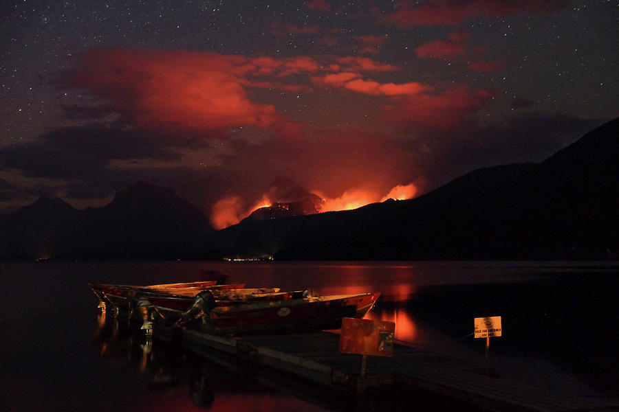 Sprague Fire In Glacier Park Photograph by Jon Erdmann - Fine Art America