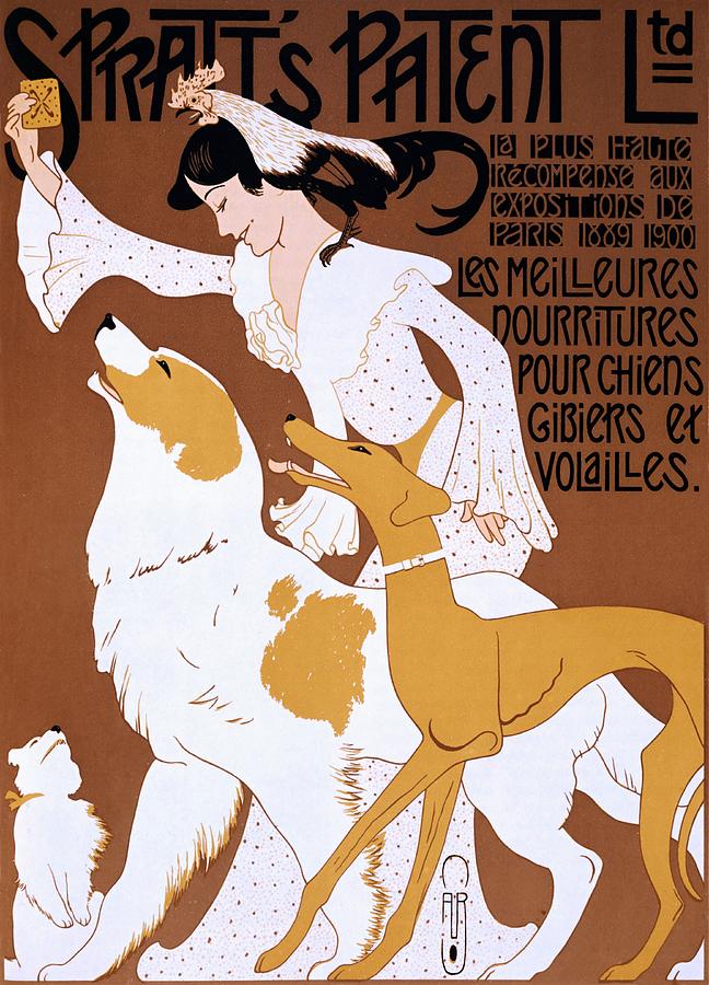 Spratts Patent Ltd., pet food advertising, 1913 Painting by Vincent Monozlay