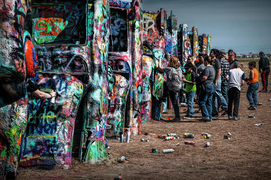 Spray Paint Fun at Cadillac Ranch Photograph by Randall Nyhof