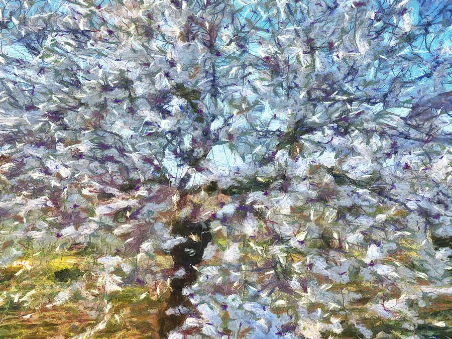 Spring Almond Blossom Painting by Taiche Acrylic Art