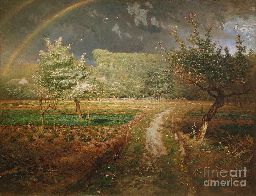 Spring at Barbizon by Millet Painting by Jean Francois Millet