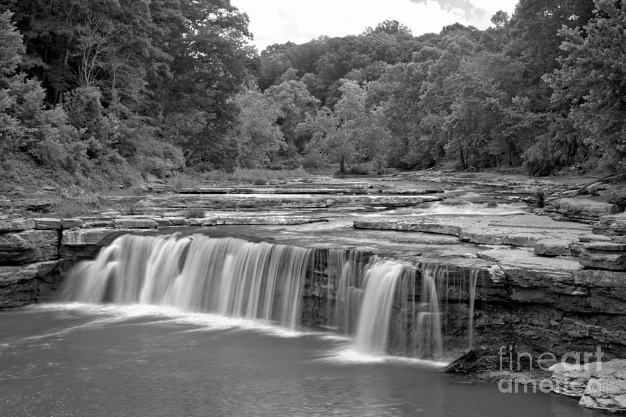 Spring At Lower Cataract Falls Black And White Photograph by Adam Jewell