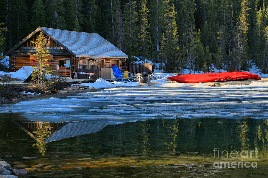 Spring At The Lake Louise Boat House Photograph by Adam Jewell