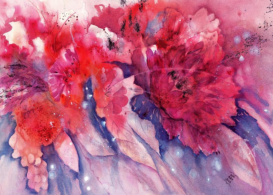 Flowers - Spring Awakening like a firework Painting by Sabina Von Arx