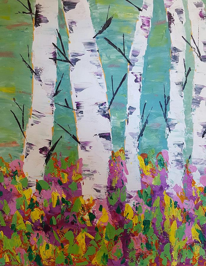 Spring Birches Painting by Gail Friedman