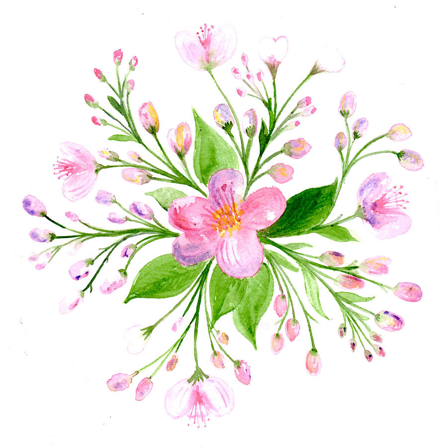 Botanical Painting - Spring Blossom Botanical Mandala by Louise Gale