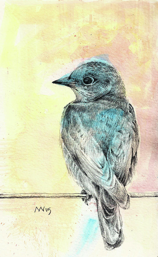 Spring Bluebird Mixed Media by AnneMarie Welsh