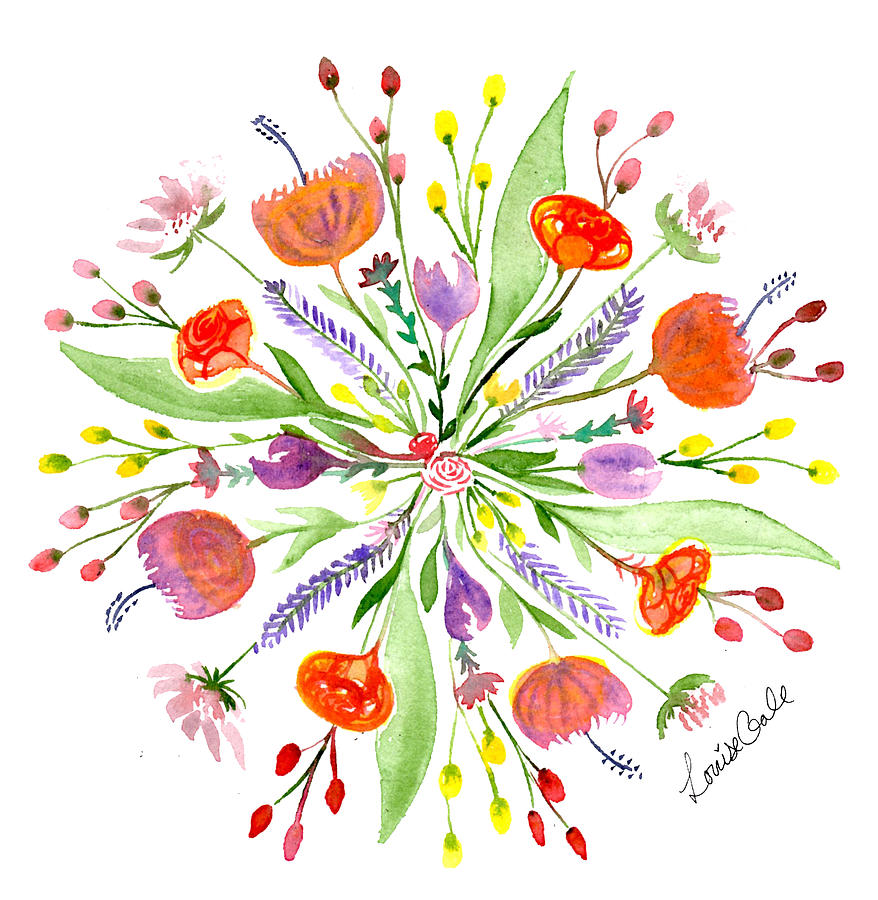 Flowers Painting - Spring Bouquet Botanical Mandala by Louise Gale