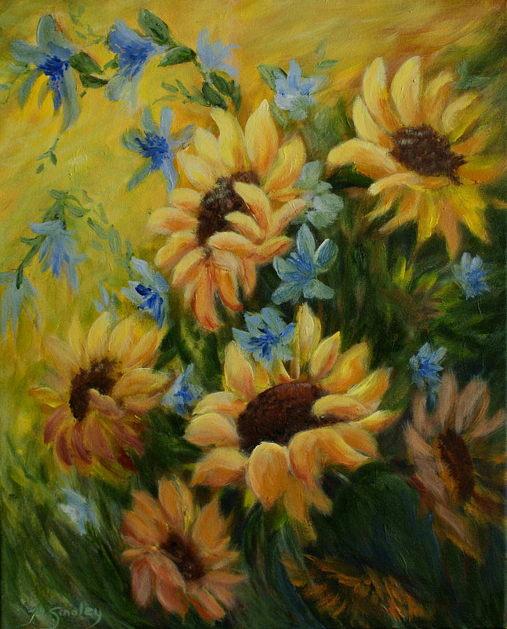 Sunflowers Galore Painting by Jo Smoley